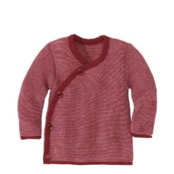 Organic Merino Baby Cardigan - Bordeaux/Rose
