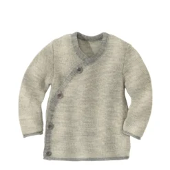 Organic Merino Baby Cardigan - Grey/Natural
