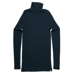 Womens Merino Turtleneck Top - Navy Teal