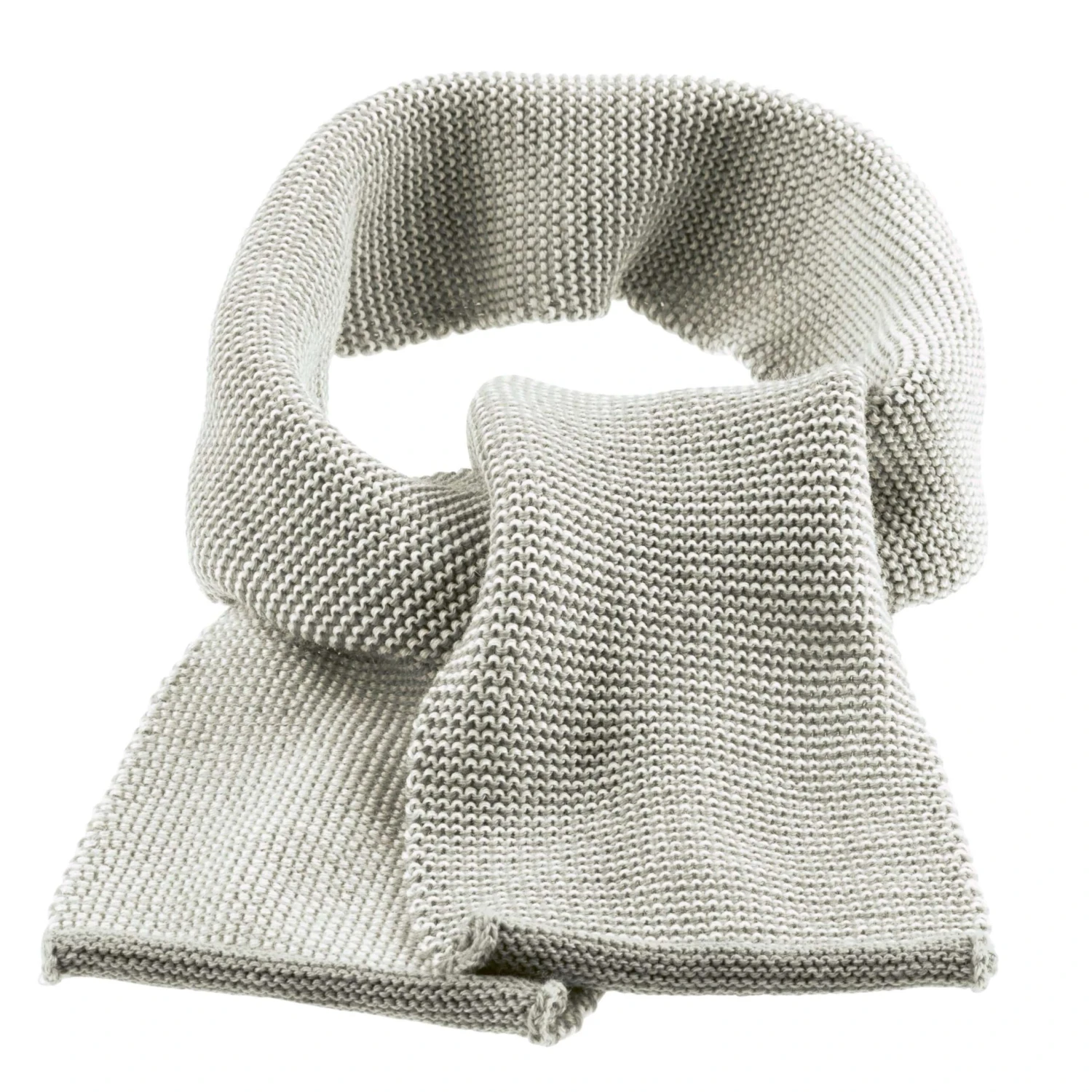 Organic Merino Knitted Melange Scarf - Grey/Natural (last One) 2 Organic Merino Knitted Melange Scarf - Grey/Natural (last One) - Image 2