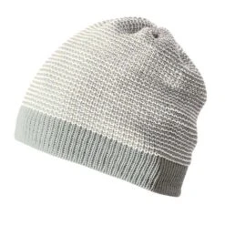 Knitted Organic Merino Beanie - Grey/Natural