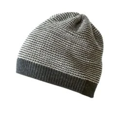 Knitted Organic Merino Beanie - Anthracite/Grey
