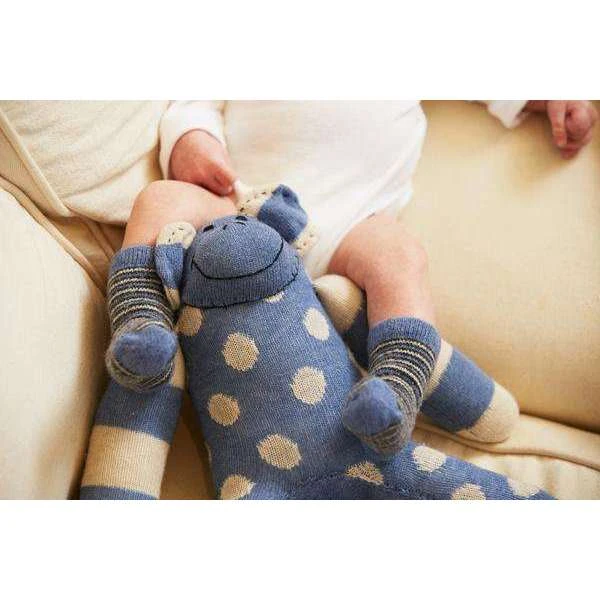 Baby Pin Stripe Wool & Cashmere Socks - Denim 2 Baby Pin Stripe Wool & Cashmere Socks - Denim - Image 2