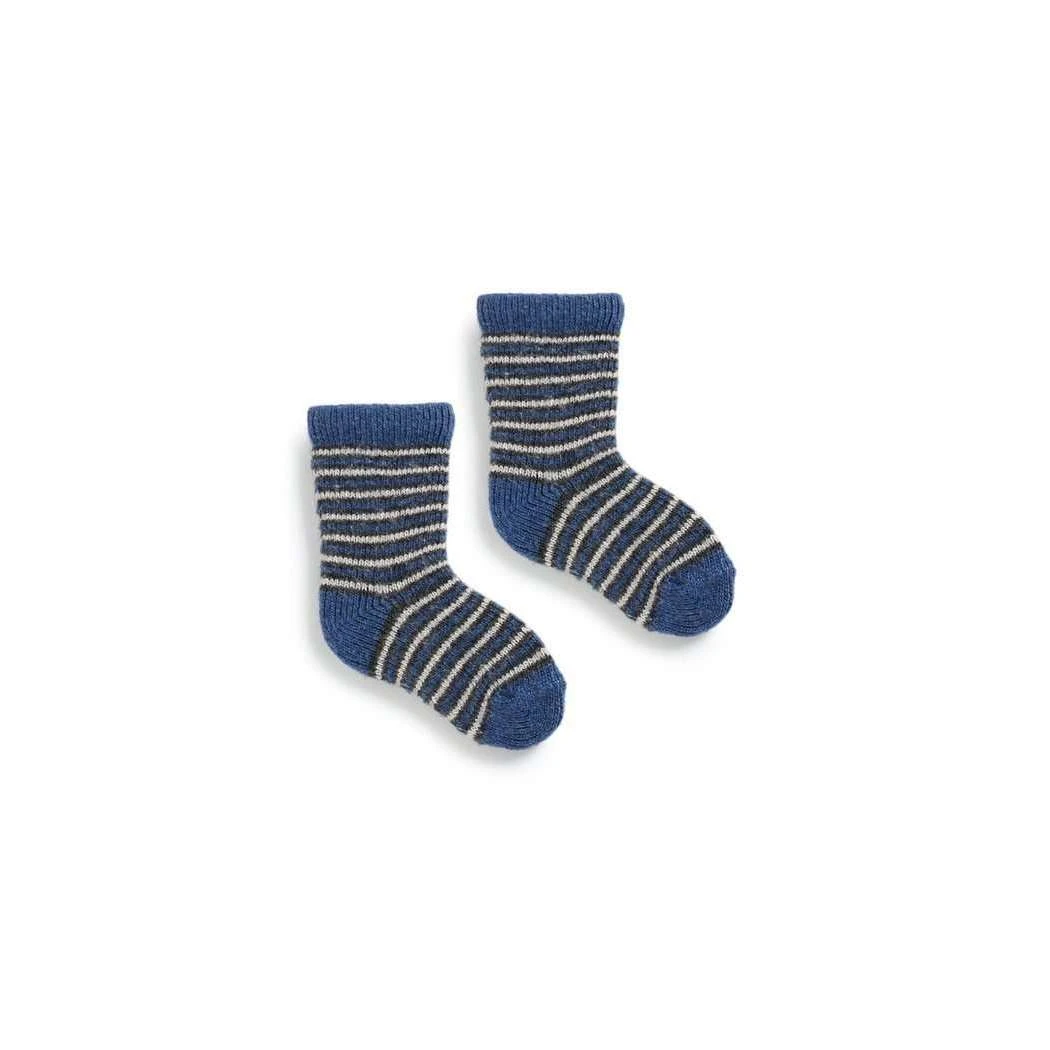 Baby Pin Stripe Wool & Cashmere Socks - Denim 1 Baby Pin Stripe Wool & Cashmere Socks - Denim