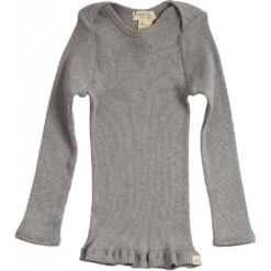 Silk/Cotton Belfast LS Envelope Top - Grey Melange (0-2)