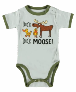 Duck Duck Moose Grey Infant Creeper Onesie -Engel Cheap Store CR065B WEB FL1F01 80350.1697036791