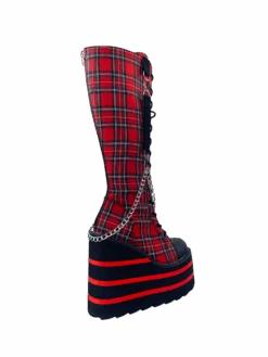 DETENTION BNDG - RED PLAID -Engel Cheap Store DETENTION BNDG RED PLAID PLATFORM GOTH PUNK BOOTS BACK