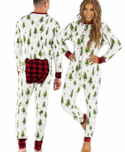 Evergreen Plaid Adult Onesie Flapjack