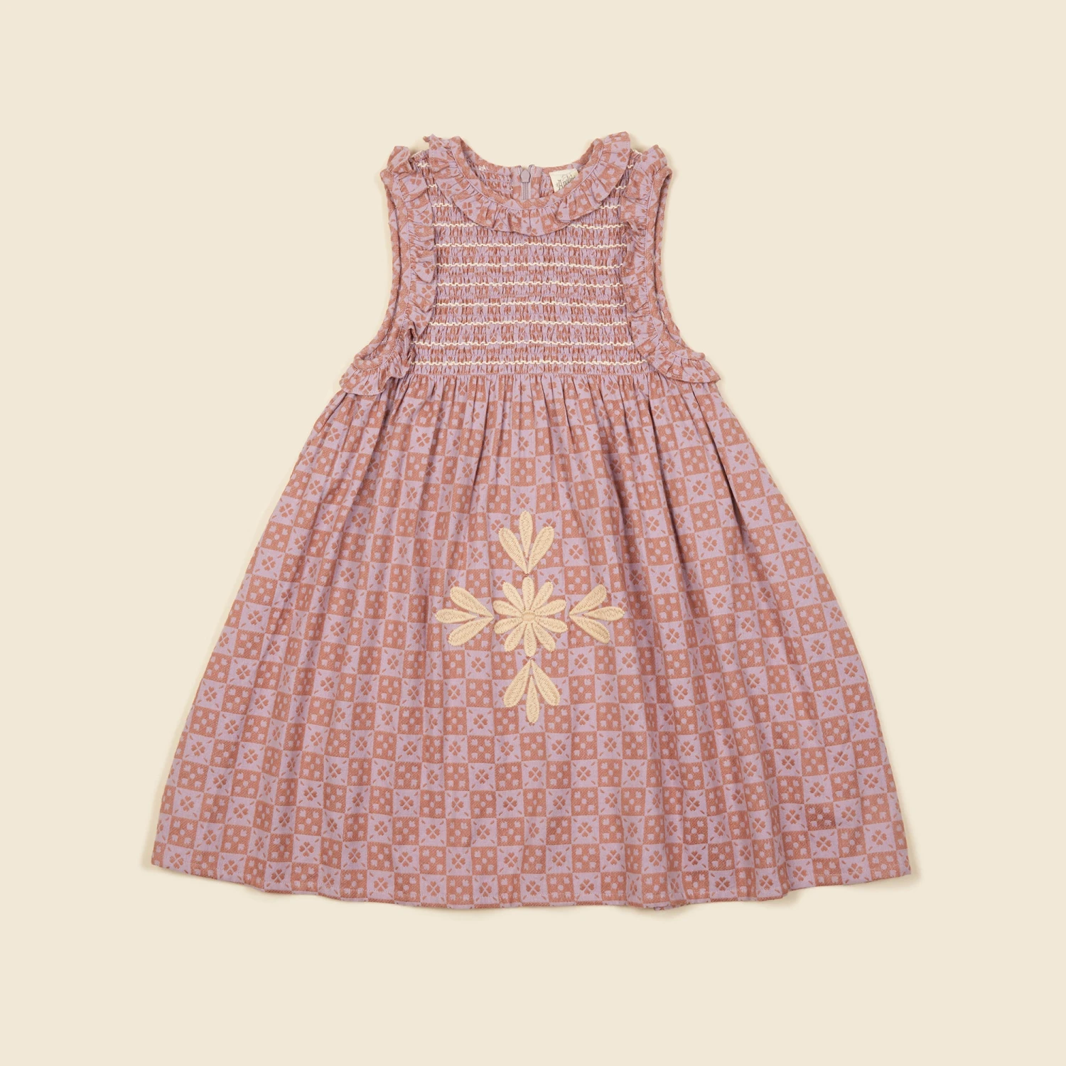 Ina Dress - Folk Checkerboard Wisteria 1 Ina Dress - Folk Checkerboard Wisteria
