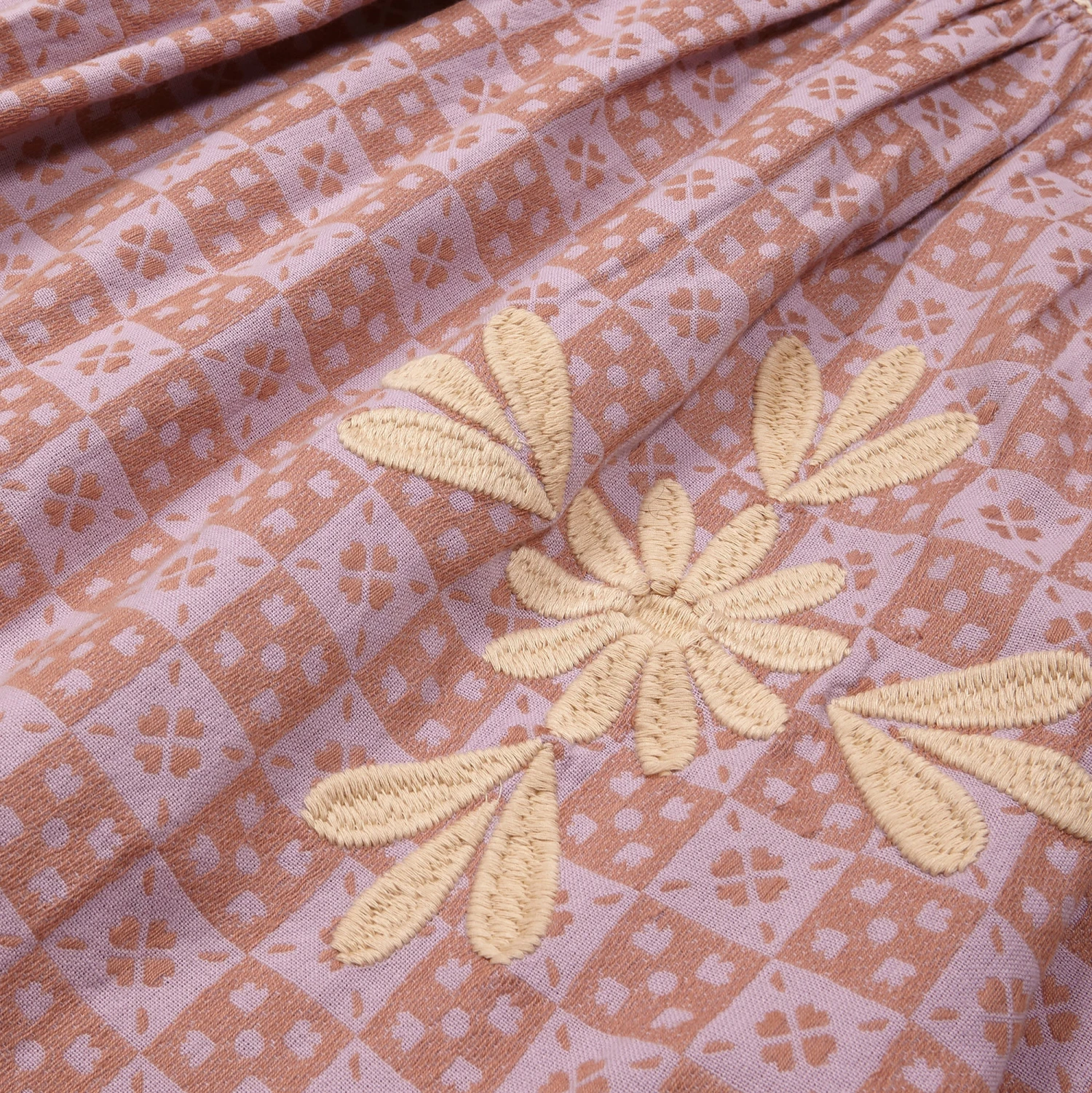 Ina Dress - Folk Checkerboard Wisteria 2 Ina Dress - Folk Checkerboard Wisteria - Image 2