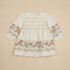 Kari Smock Dress - Folk Floral Cream (size 7-9y Left)