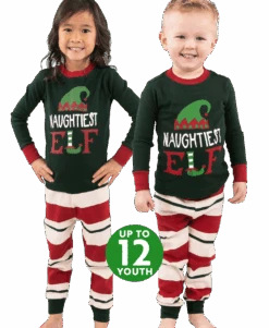 Naughtiest Elf Kid's Long Sleeve PJ's