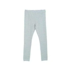 Organic Cotton Child Leggings - Lake/Off White Stripe