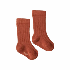 Organic Cotton Rib Socks - Clay