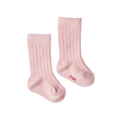 Organic Cotton Rib Socks - Rose Bud