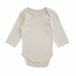Organic Cotton Long Sleeve Body Suit - Pointelle