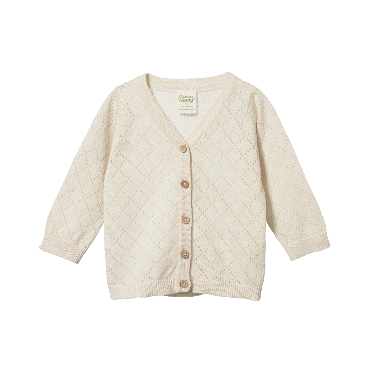 Light Cotton Knit Cardigan - Natural Diamond Knit 1 Light Cotton Knit Cardigan - Natural Diamond Knit