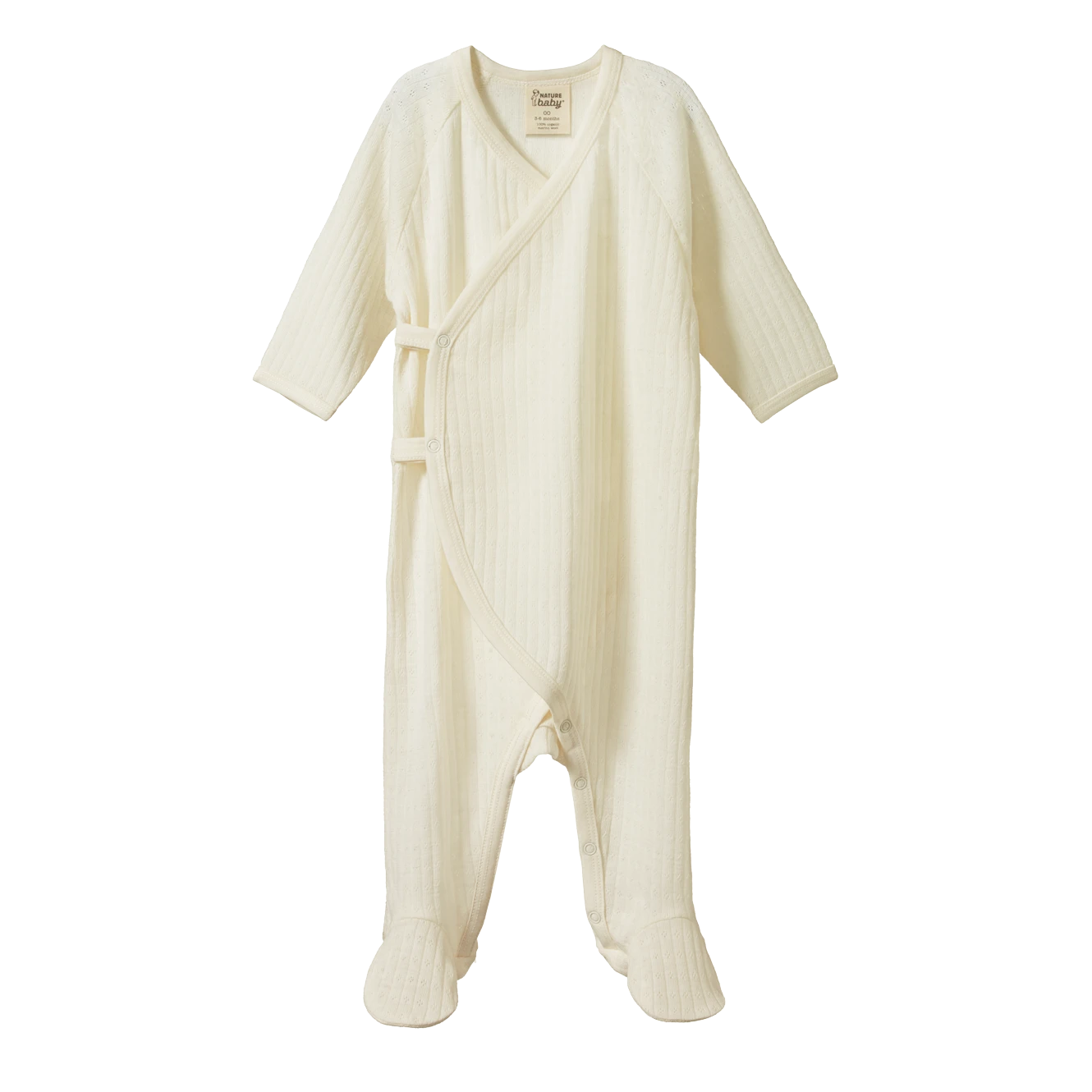 Merino Pointelle Kimono Stretch & Grow - Natural 1 Merino Pointelle Kimono Stretch & Grow - Natural