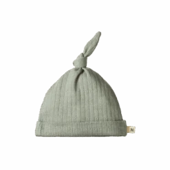 Merino Pointelle Knotted Beanie - Seedling