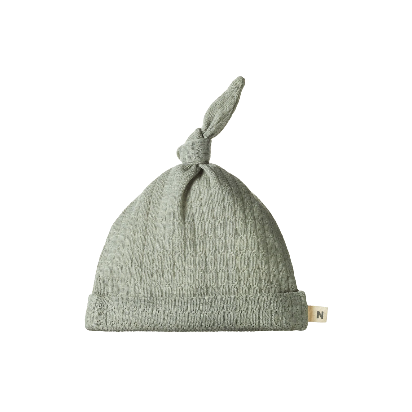 Merino Pointelle Knotted Beanie - Seedling 1 Merino Pointelle Knotted Beanie - Seedling