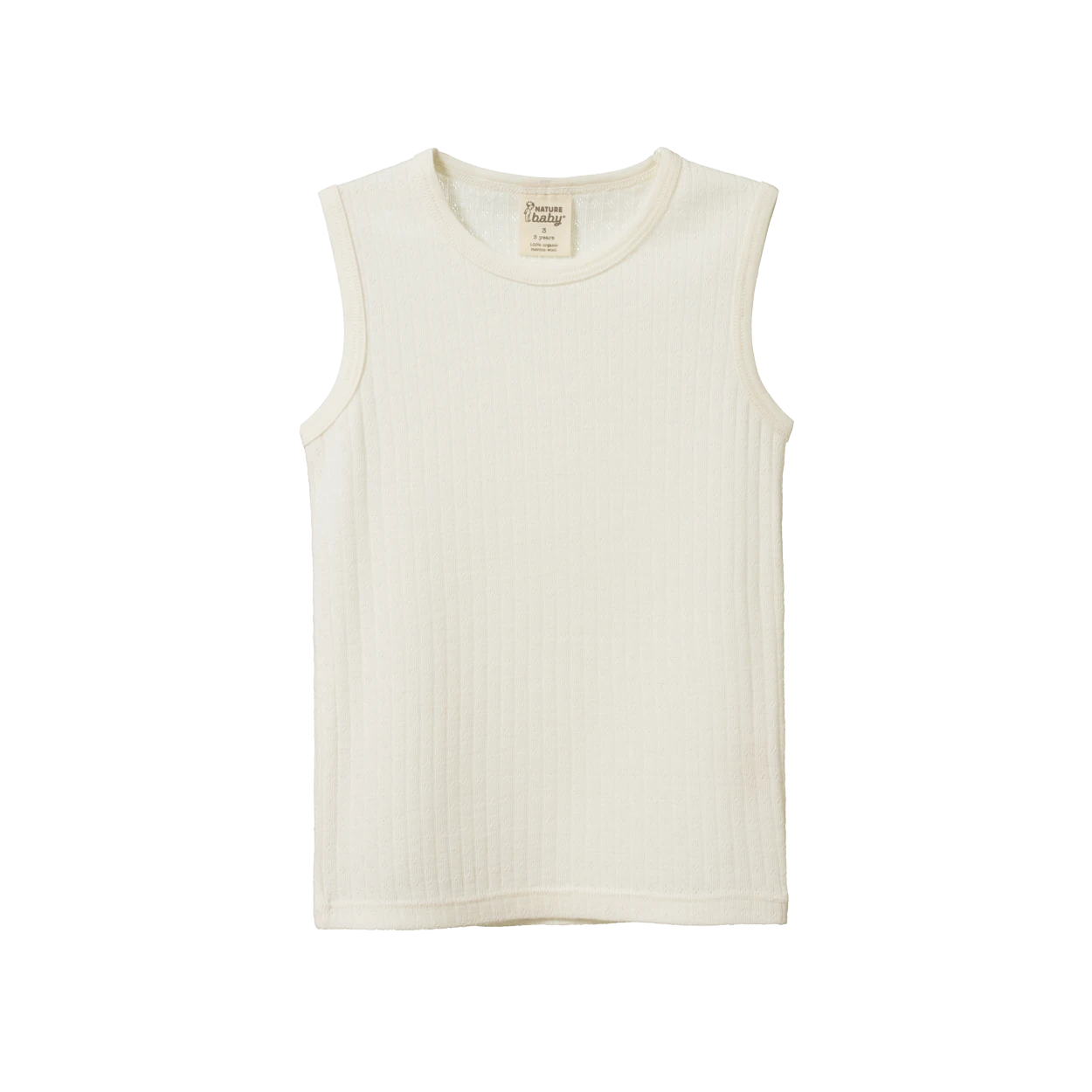 Merino Pointelle Singlet - Natural 1 Merino Pointelle Singlet - Natural