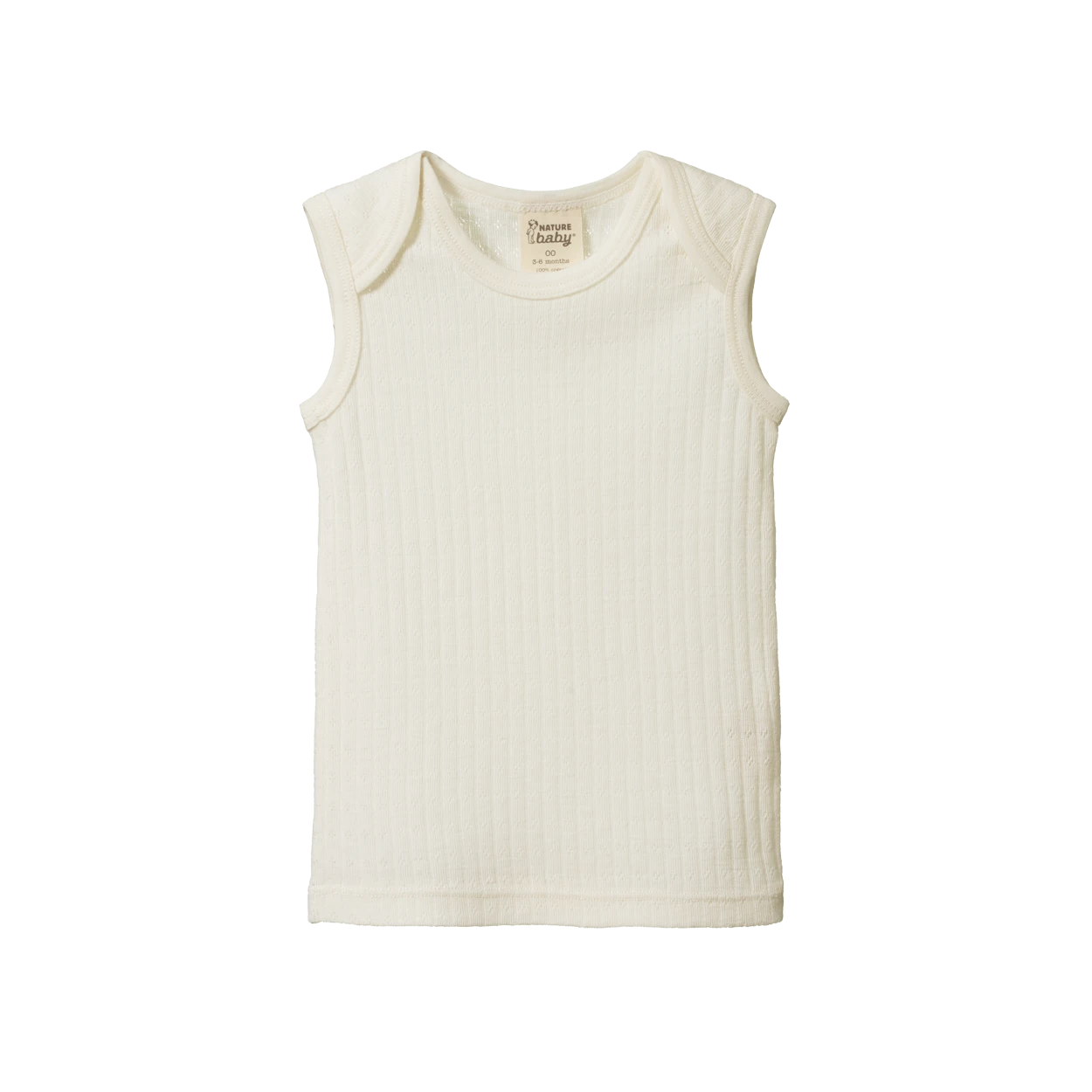 Merino Pointelle Singlet - Natural 2 Merino Pointelle Singlet - Natural - Image 2