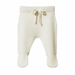 Merino Knit Footed Rompers - Natural