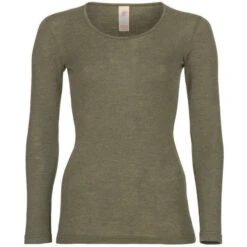 Engel Womens Merino Wool & Silk Longsleeve Top - Olive