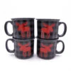 Moose Plaid Grey Ceramic Mug 4 Pack