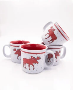 Cabin Moose Ceramic Mug 4 Pack