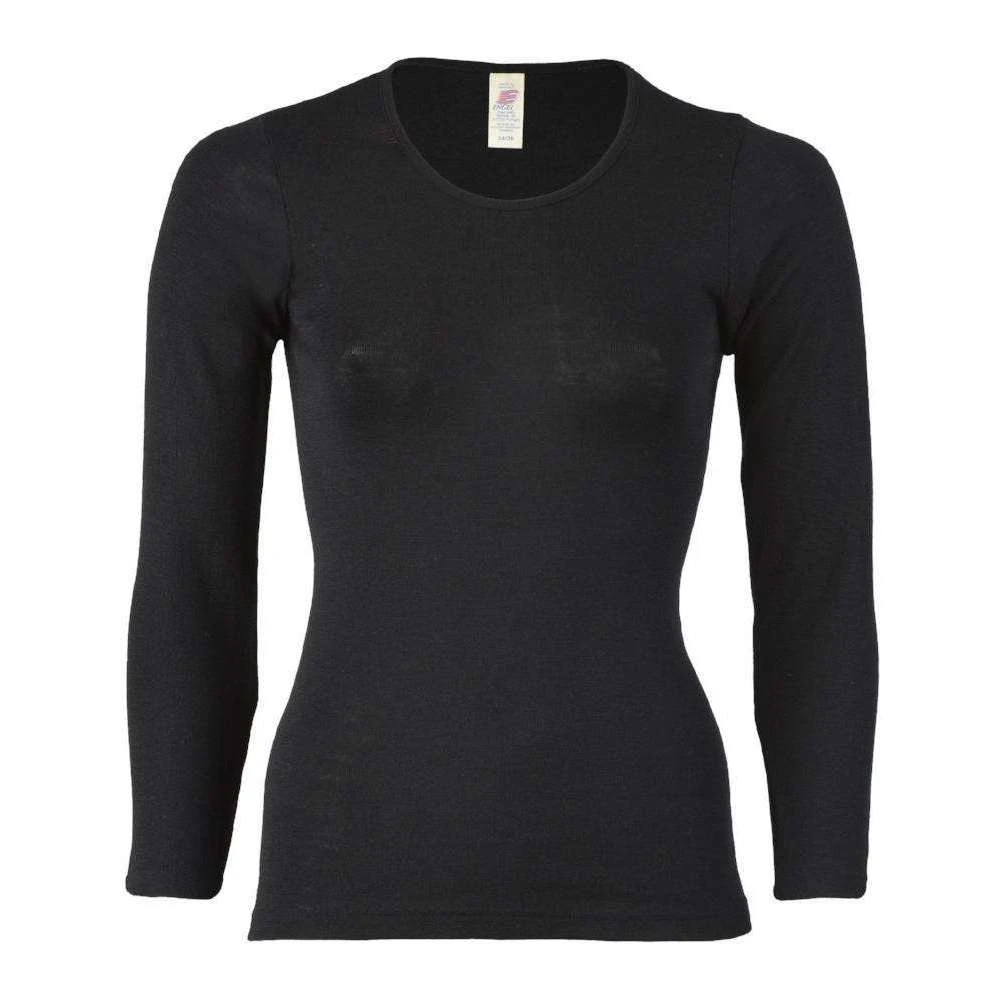 Engel Womens Merino Wool & Silk Long Sleeve Top - Black 1 Engel Womens Merino Wool & Silk Long Sleeve Top - Black