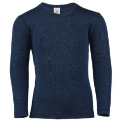Engel Long Sleeved Top In Wool/Silk - Navy Blue