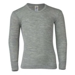 Engel Long Sleeved Top In Wool/Silk - Grey Melange