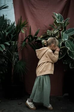 Organic Cotton Long Button Skirt - Oil Green -Engel Cheap Store poudre hoodie 5 a02a0479 be9c 4839 a1b1 5c119f5e222f