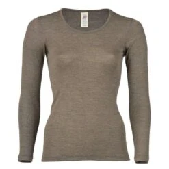 Engel Womens Merino Wool & Silk Longsleeve Top - Walnut